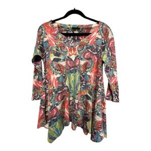 Nally & Millie Multicolor Floral & Paisley Tunic Size Small